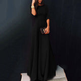 Women Ladies Half Sleeve Floor Length Dress Casual Loose Party Dress